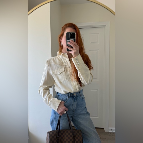 NWT MANGO Cotton shirt with shoulder pads size M - Picture 3 of 7